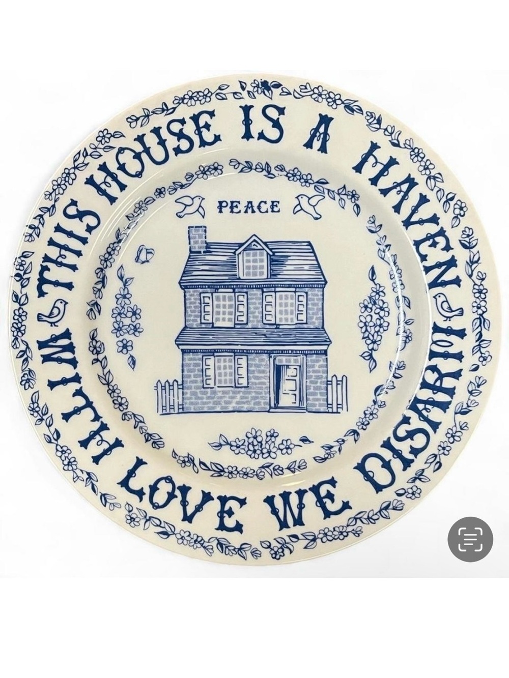 Vintage Blue Script Decorative Plate
